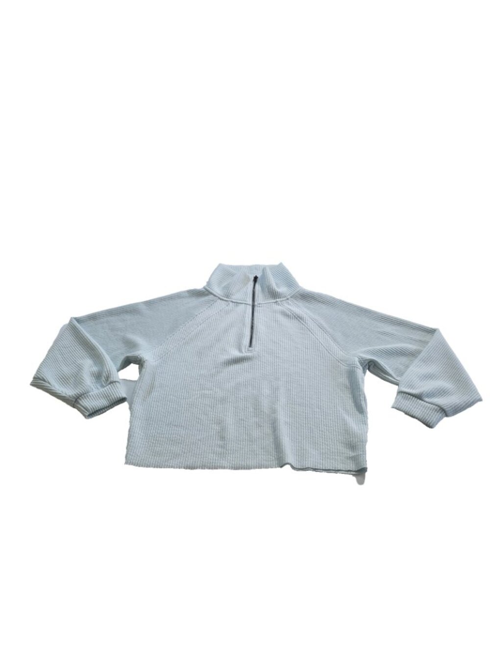 Saltwater Luxe Ribbed 1/4 Zip PulloverM Ice Blue Boxy LS Cropped Ribbed Coastal - Picture 11 of 15